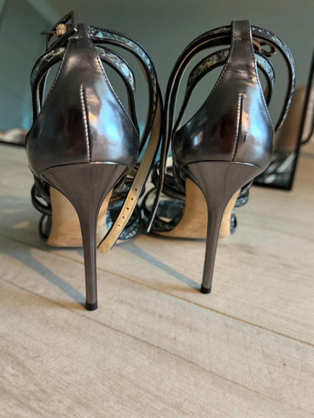 Jimmy Choo Vargo Snake Print Strappy Sandals Heels EU 37 Authentic - Picture 5 of 8